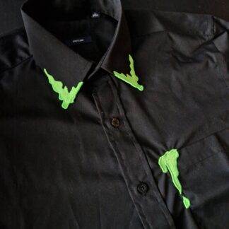 Acid Drip Shirt with Embroidered Collar and Pocket