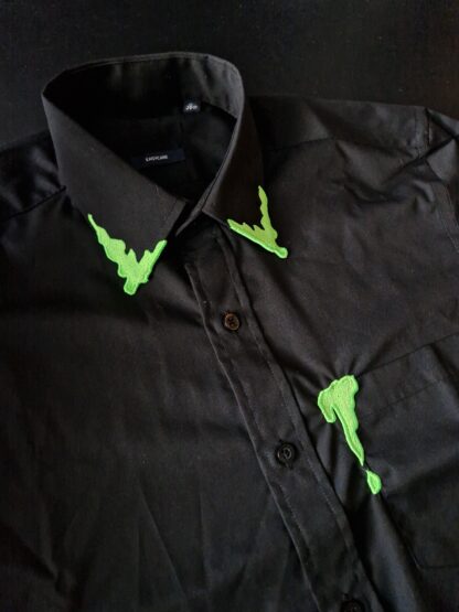 Acid Drip Shirt with Embroidered Collar and Pocket