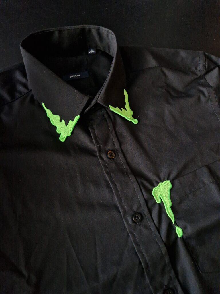 Acid Drip Shirt with Embroidered Collar and Pocket