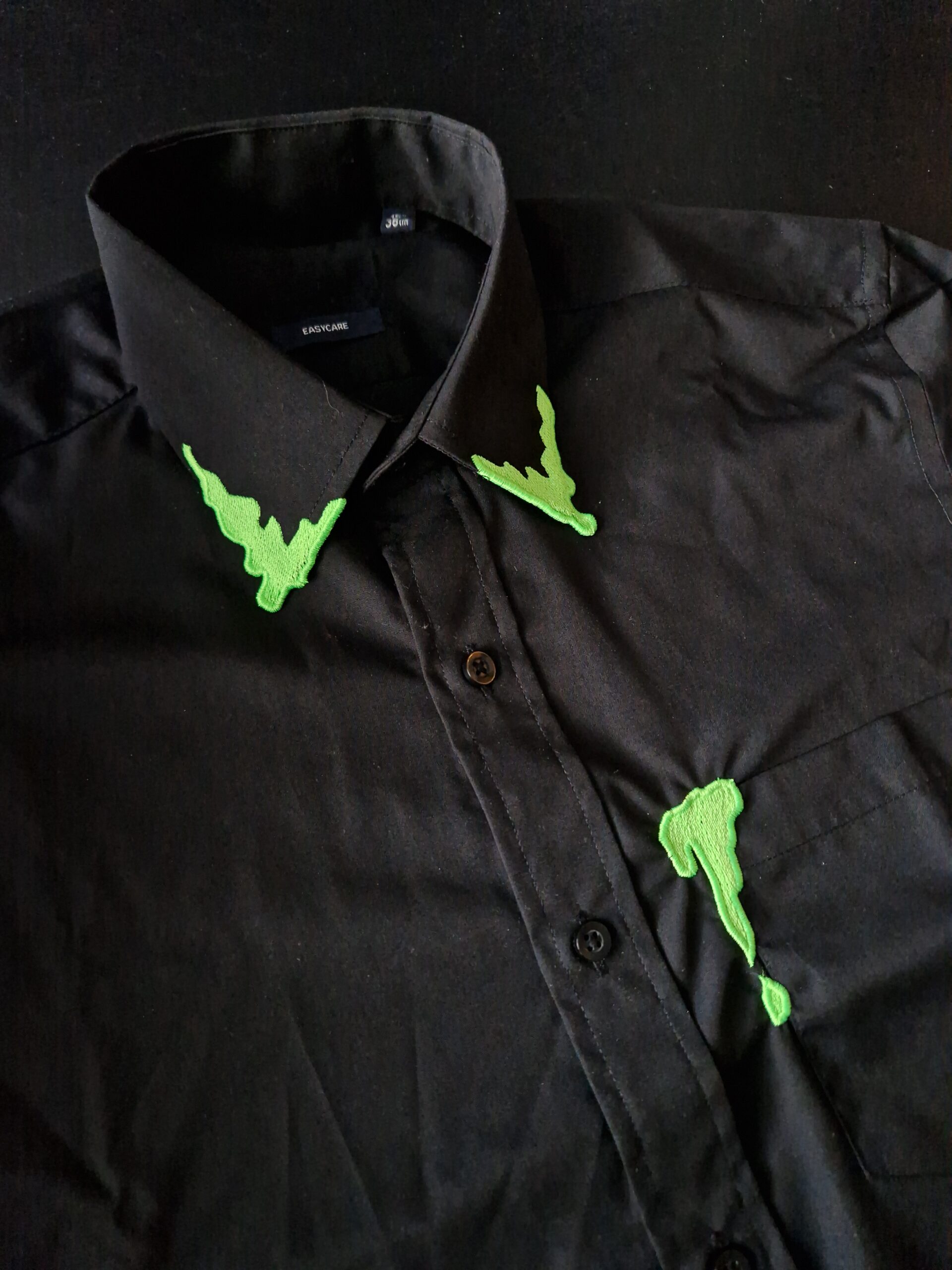 Acid Drip Shirt with Embroidered Collar and Pocket